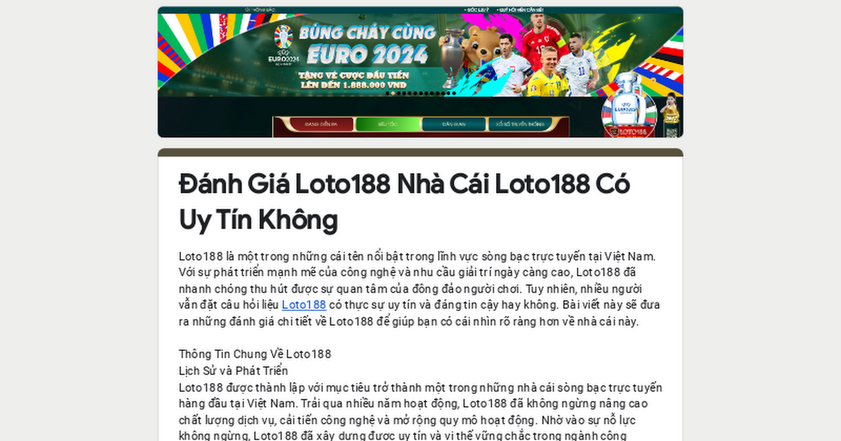 Trải Nghiệm Người Chơi Tại Loto188